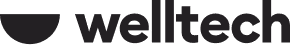 welltech company logo with a semicircle graphic and bold text.