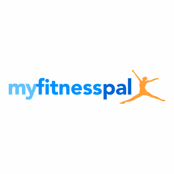 MyFitnessPal logo with blue text and an orange silhouette of a jumping person.