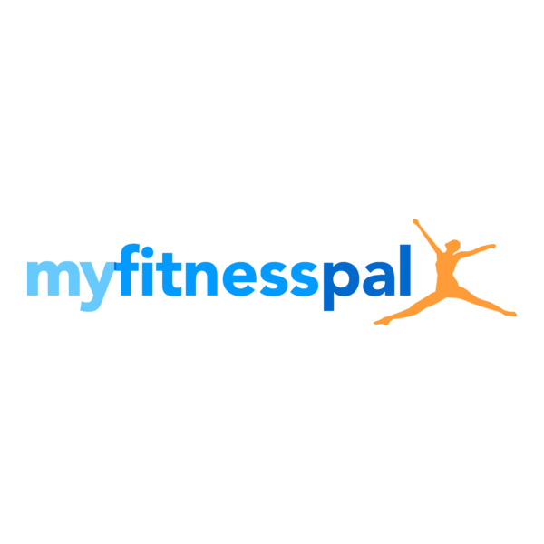 MyFitnessPal logo with blue text and an orange silhouette of a jumping person.