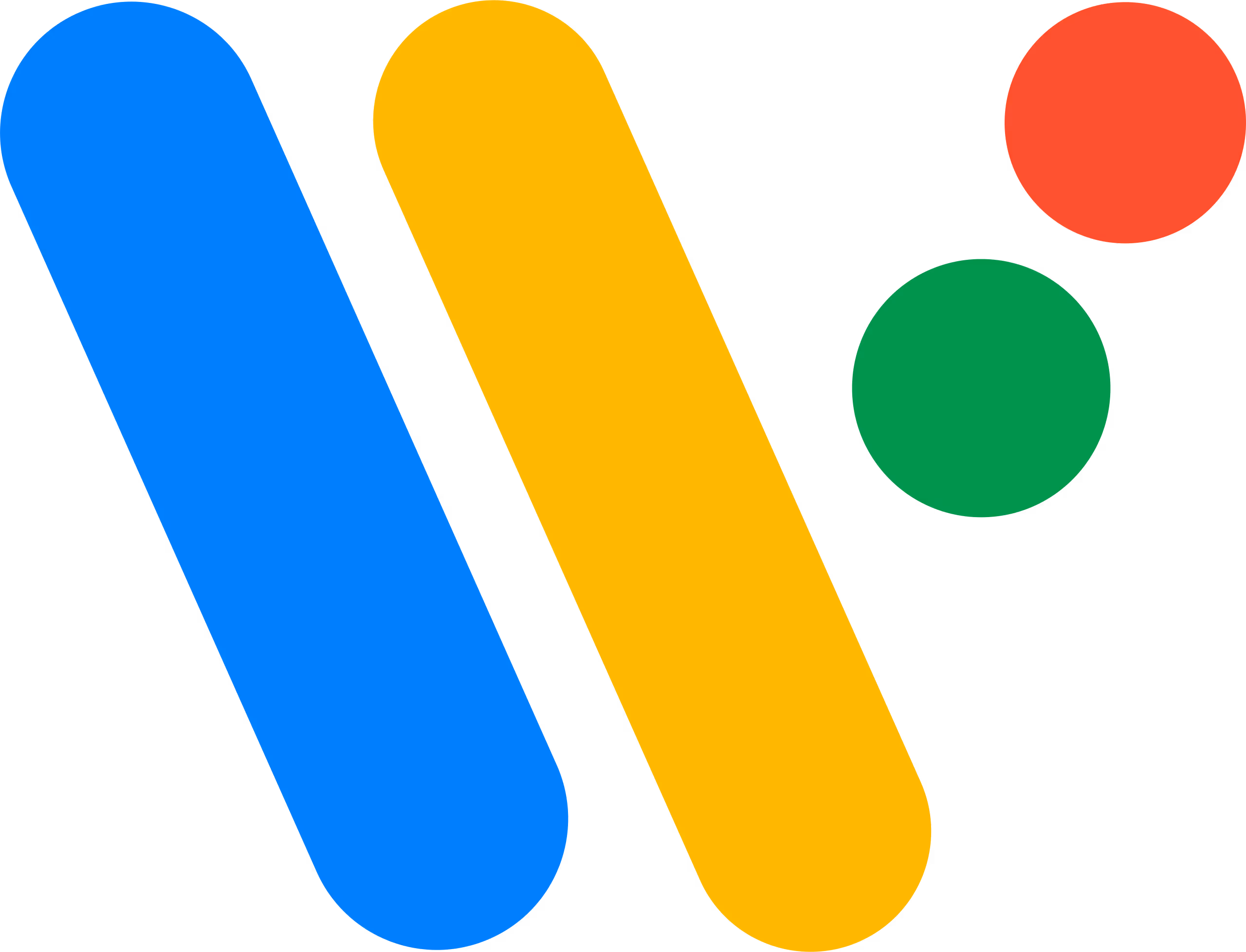 Google Wear OS logo with blue and yellow bars and red and green dots on a black background.