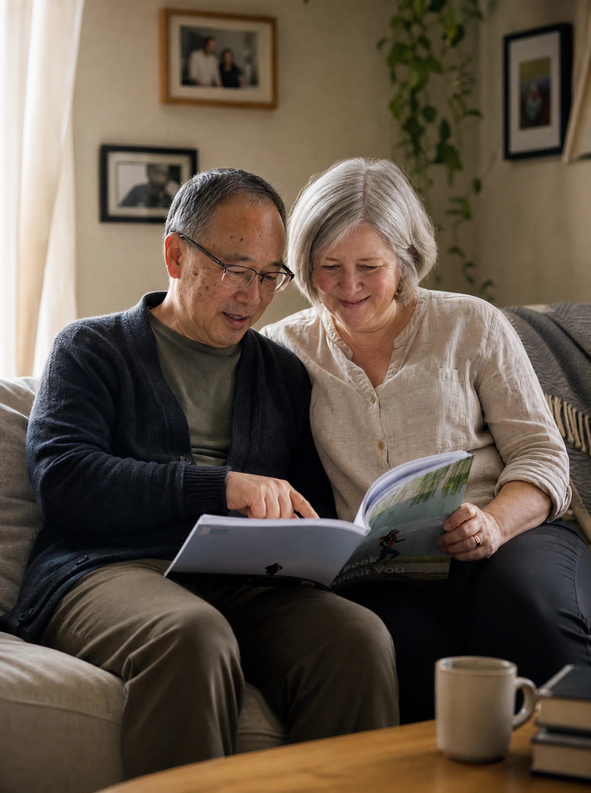 Open booklet showing a longevity plan with sections on aerobic activity, resistance training, yoga, and nutrition advice.