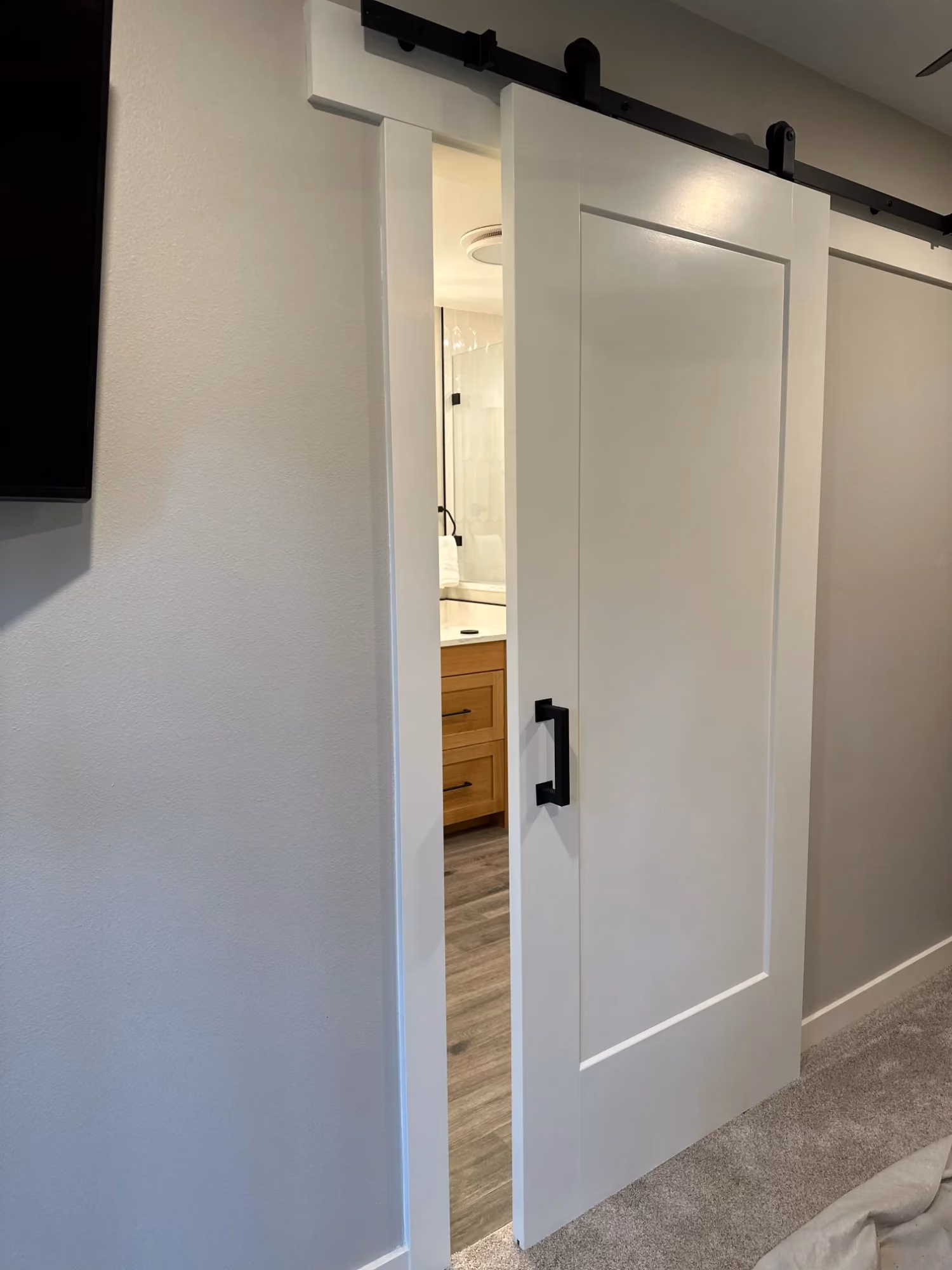White door with black handle