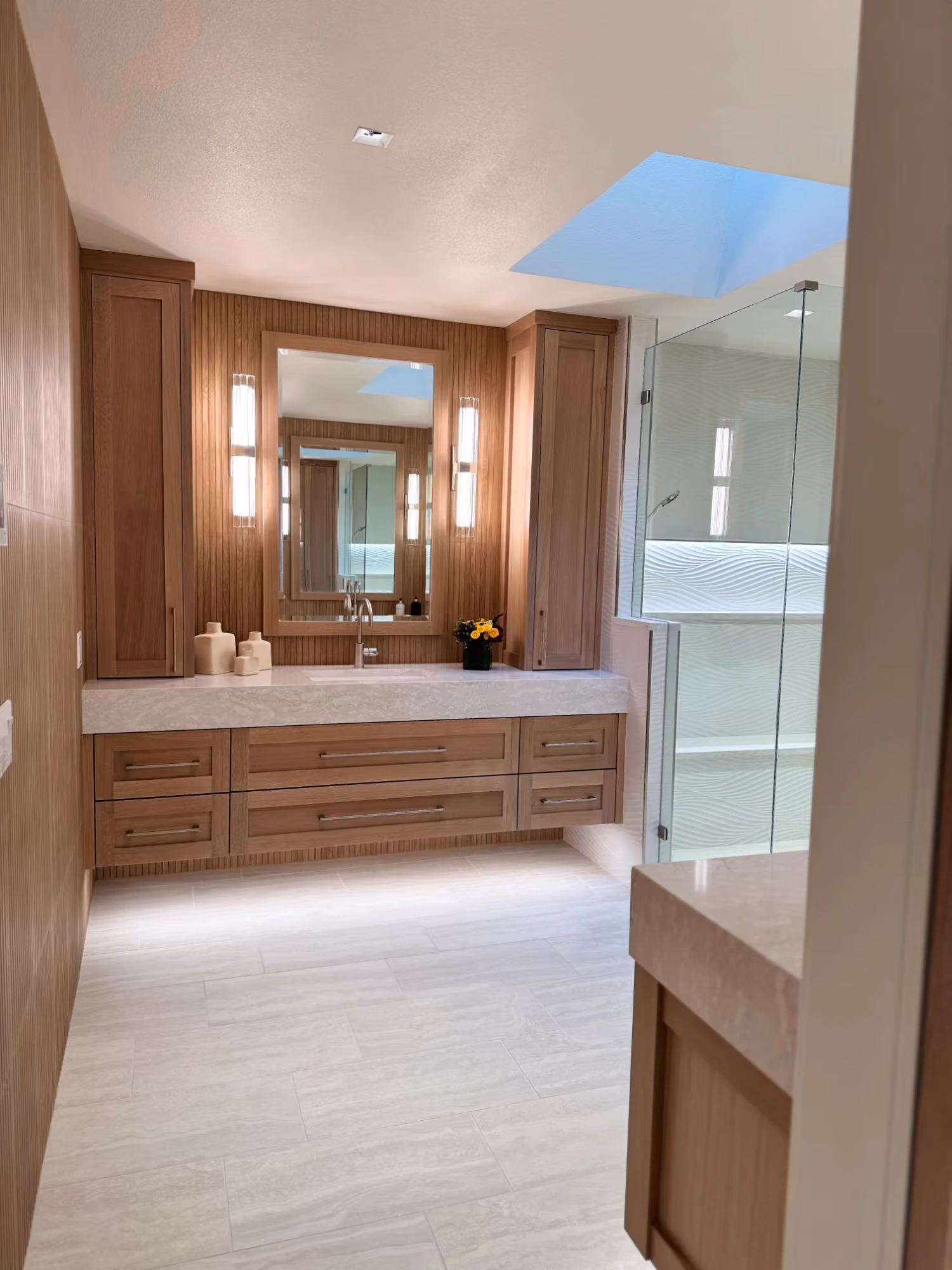 Bedroom view with dresser and mirror