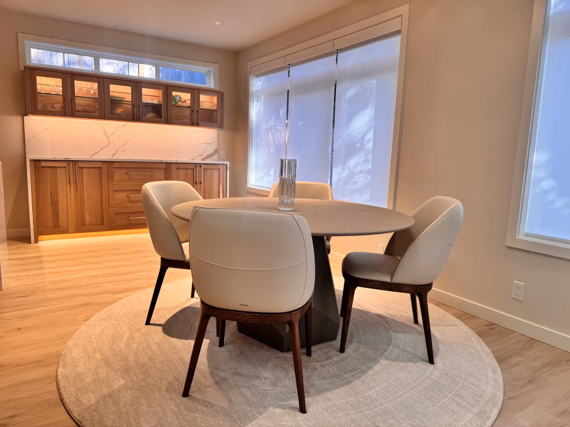 Dining table in modern kitchen-dining area