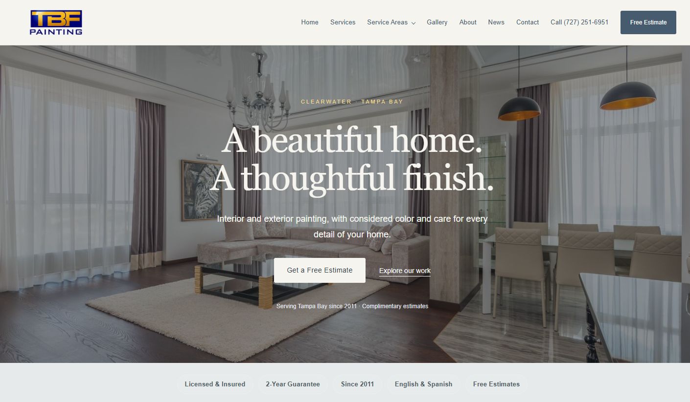 TBF painting business website example