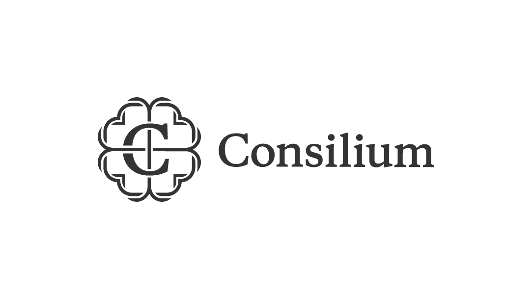 Consilium logo with stylized C inside a symmetrical shape to the left of the word Consilium