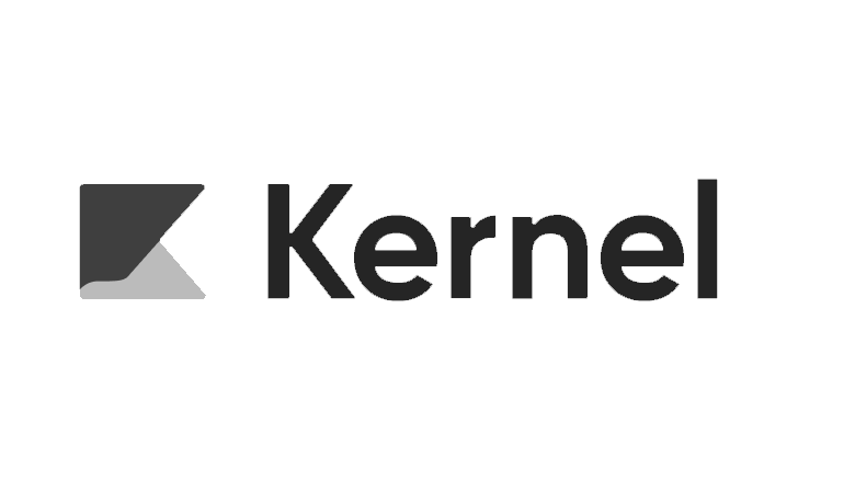 Kernel company logo with a stylized geometric icon and bold text.