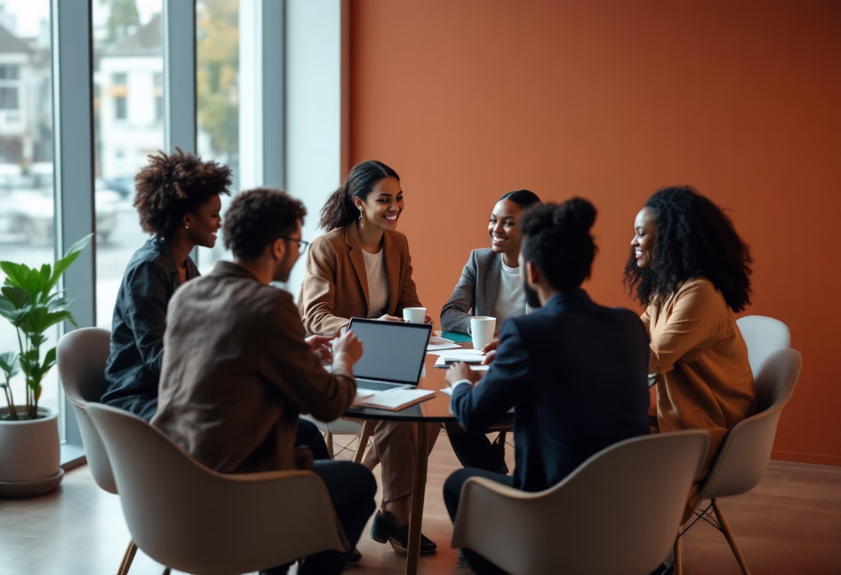 image of a diverse team in a meeting (for edtech)