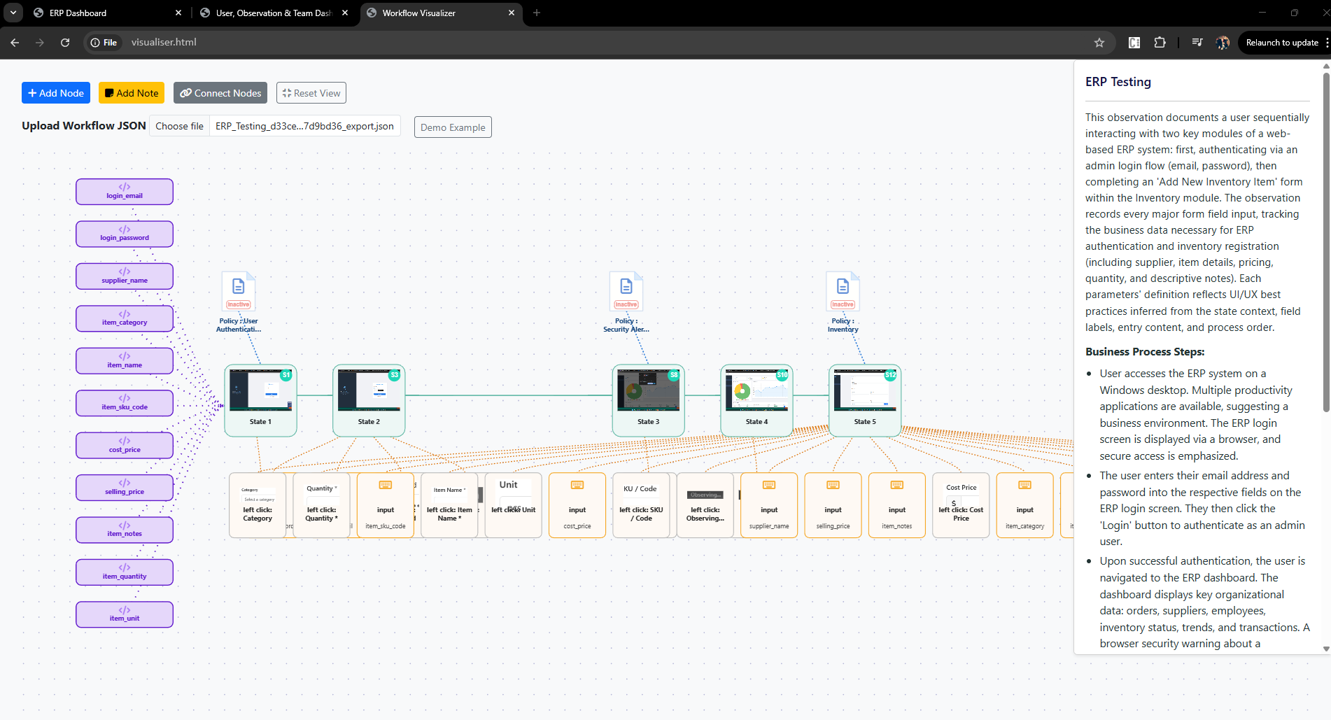 Syncura CPA — workflow visualizer showing multi-step process with agent activity and decision points