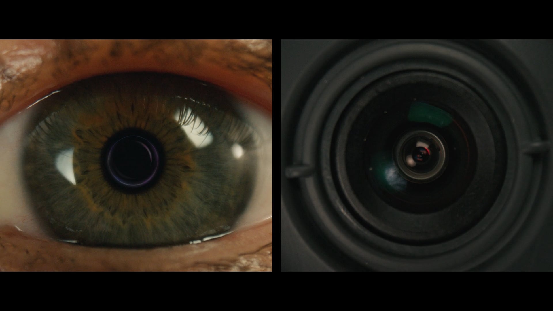 Still from Lenovo iOmniscient: eye and camera lens side by side