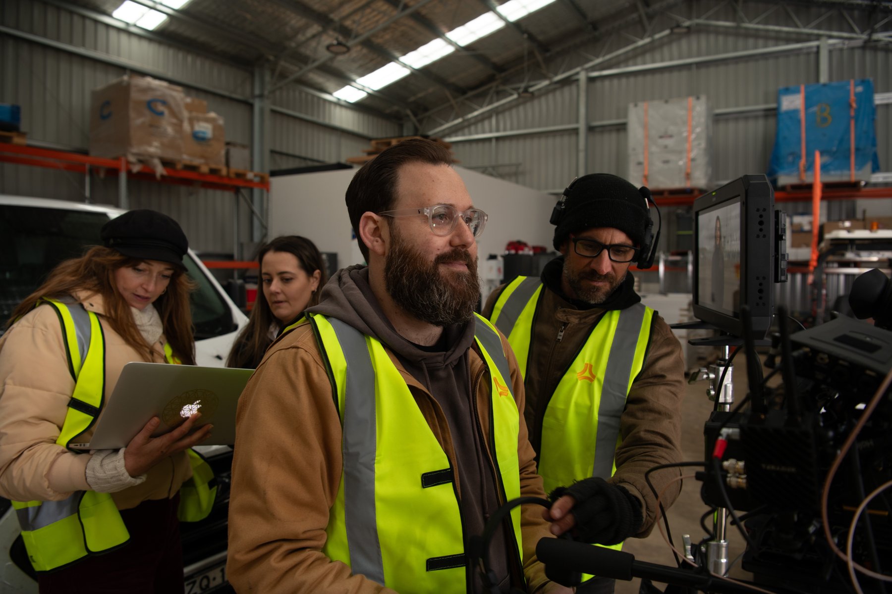 Wide landscape across New England Solar Farm at magic hour