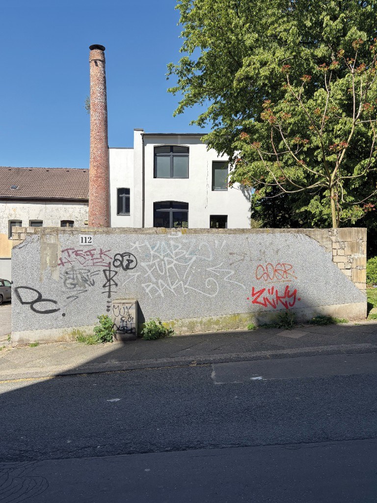 Gesundheitstraße wall before the Urban Mycelium intervention, Wuppertal