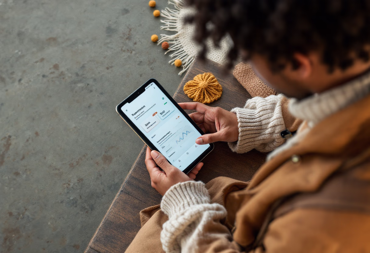 image of a commuter using a transportation app