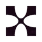 Dark abstract design with four purple X shapes arranged symmetrically on a black background.