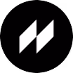 White double forward angle quotation marks on a black background.