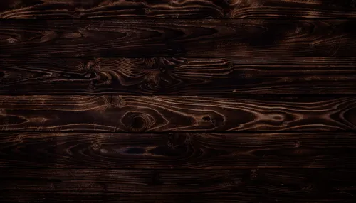 Dark stained wooden planks with visible wood grain and knots creating a textured surface.