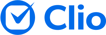 Clio company logo with a blue checkmark inside a circle next to the word 'Clio'.