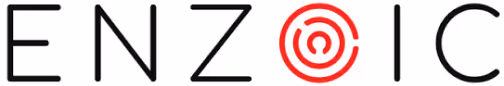 The word 'ENZOIC' with the letter O stylized as red concentric circles resembling a target.