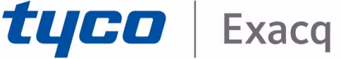 Tyco Exacq company logo with 'tyco' in blue italic lowercase letters and 'Exacq' in gray.