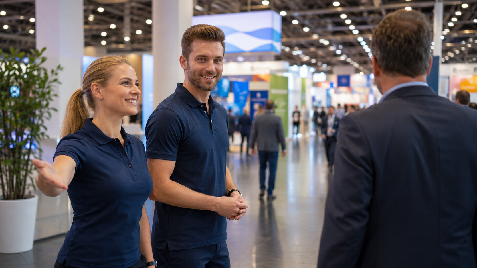 Messepersonal Köln im Einsatz an einem Messestand auf der Kölnmesse bei einer Großveranstaltung