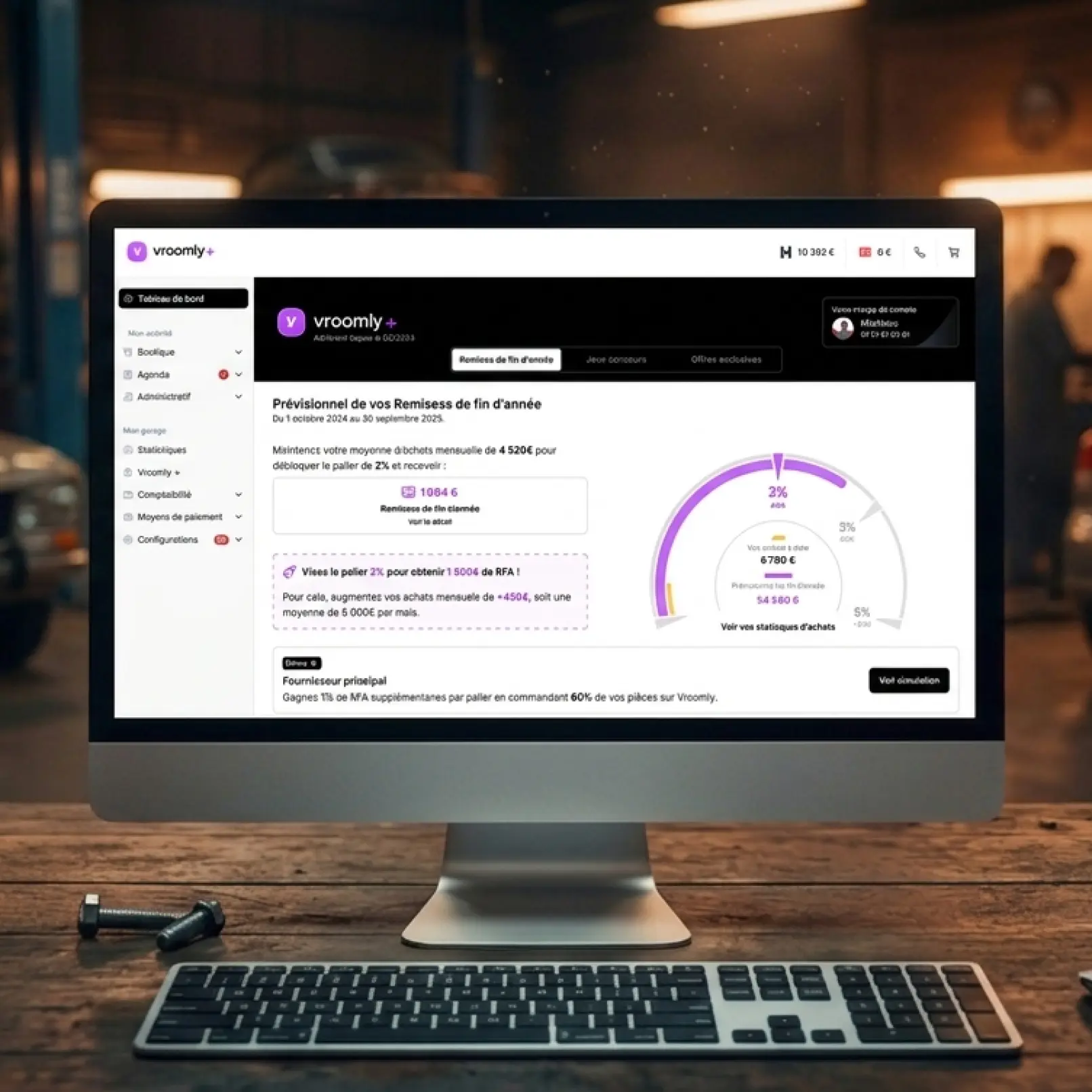 Programme de fidélité Vroomly+ — tableau de bord des remises de fin d'année et offres exclusives