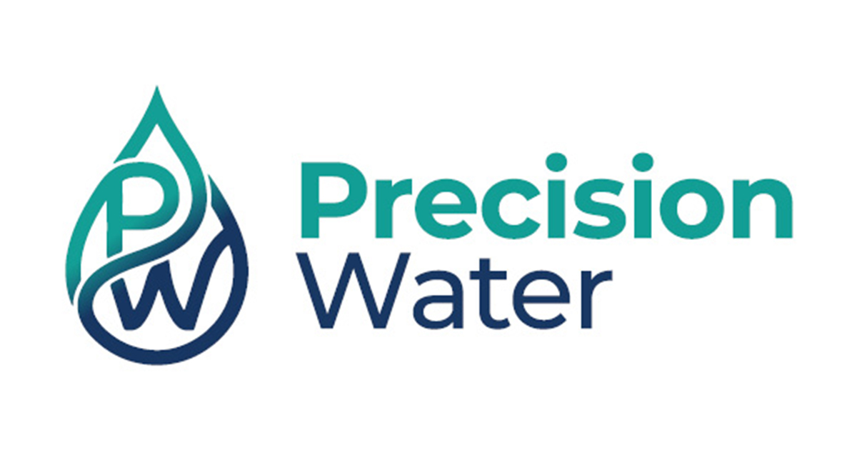 Precision Water company logo featuring stylized letters P and W inside a water droplet.