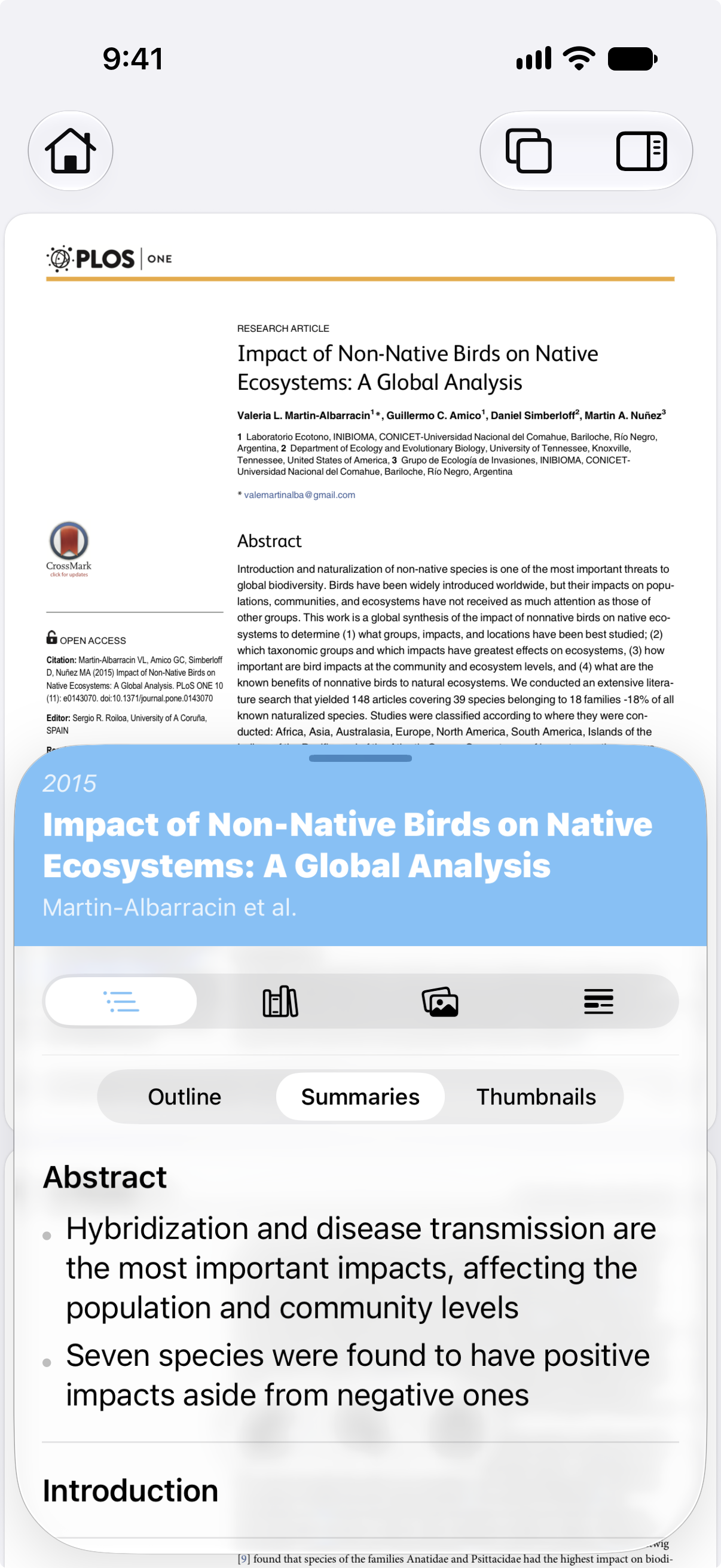 Researchist on iPhone showing a paper summary