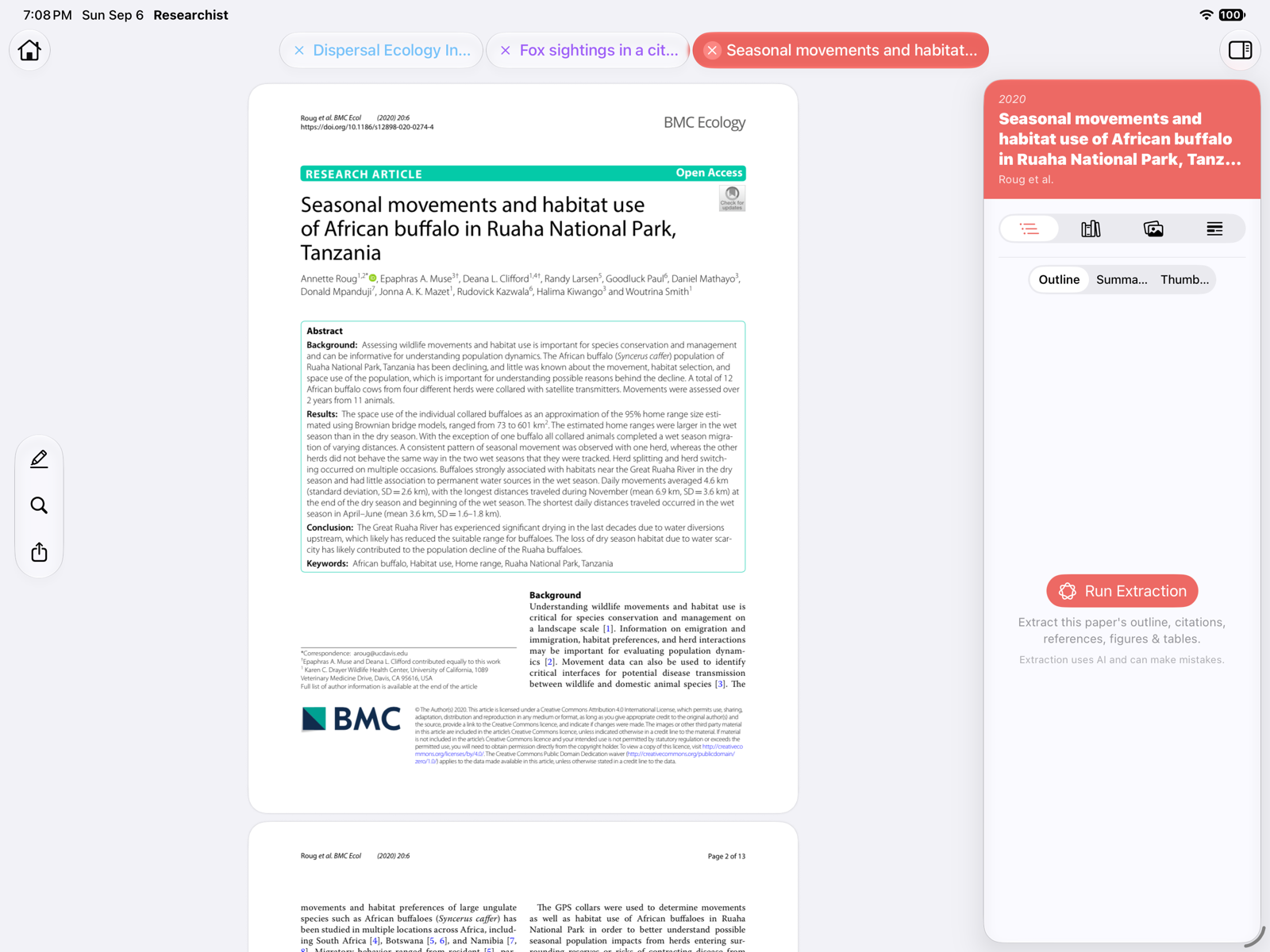 Three papers open as tabs in the reader
