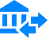 Blue icon depicting a bank building with a right-pointing arrow.
