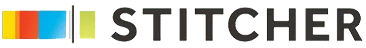 Stitcher logo with colorful vertical bars followed by the word 'STITCHER'.