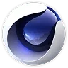 Cinema 4D logo featuring a stylized, shiny blue sphere inside a white and gray circular frame.