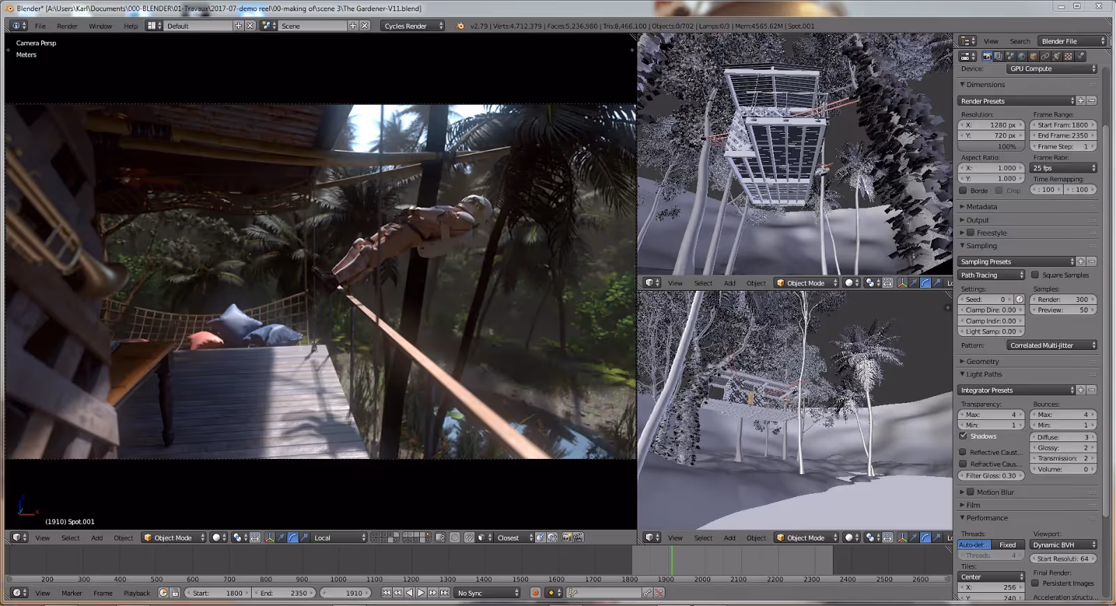 Charles Lang Follain:The Gardener, blender render farm