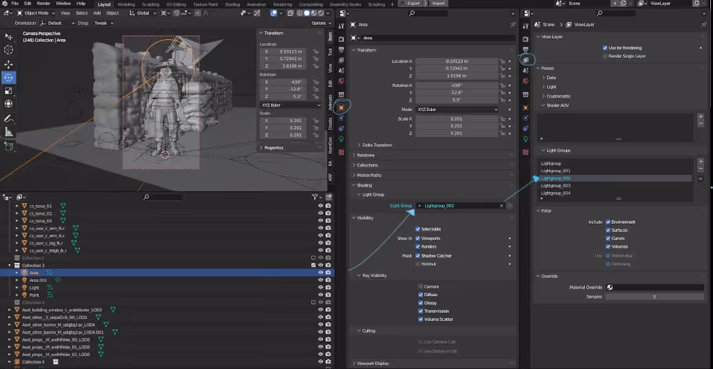 Blenderのライトグループ-ライトグループの設定