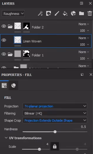 set it to triplanar projection, scaled it up quite a bit, and changed it to white. 