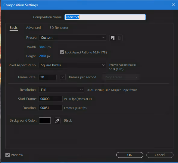 Composition settings page