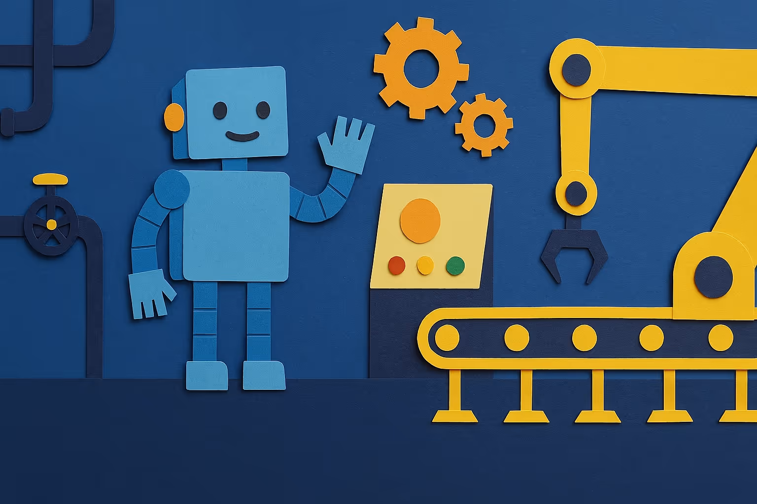 Cut-out animation scene of a robot in a factory