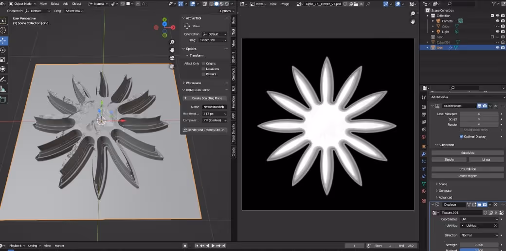 Efficient sculpting with VDM brushes in Blender