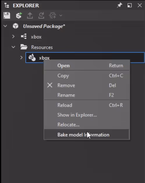 Bake Model Info