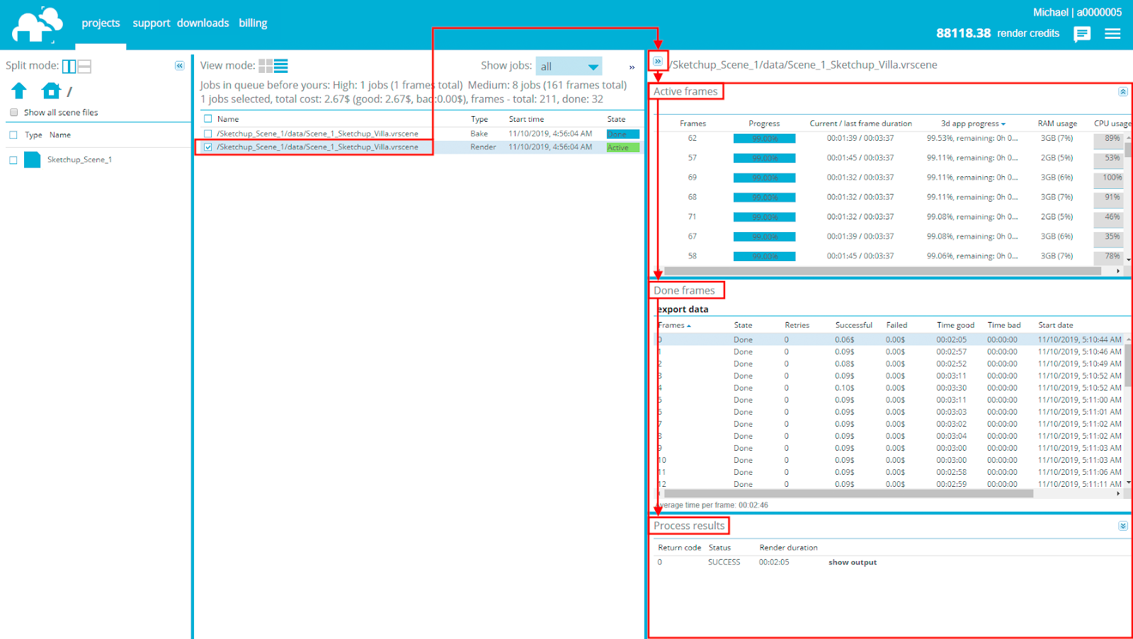 Web Manager progress panel
