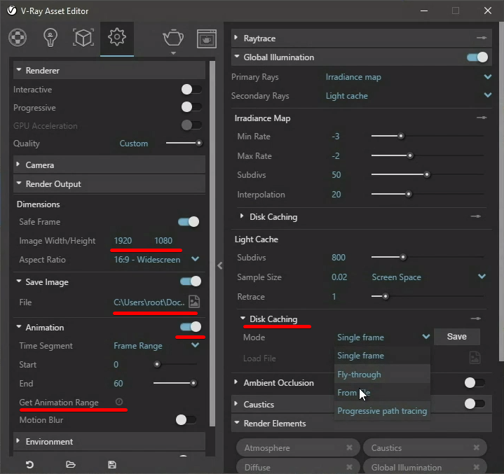 V-Ray settings