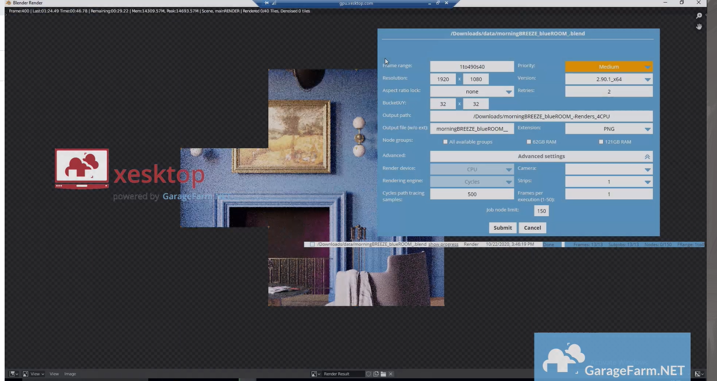 First test rendering only every 40th frame
