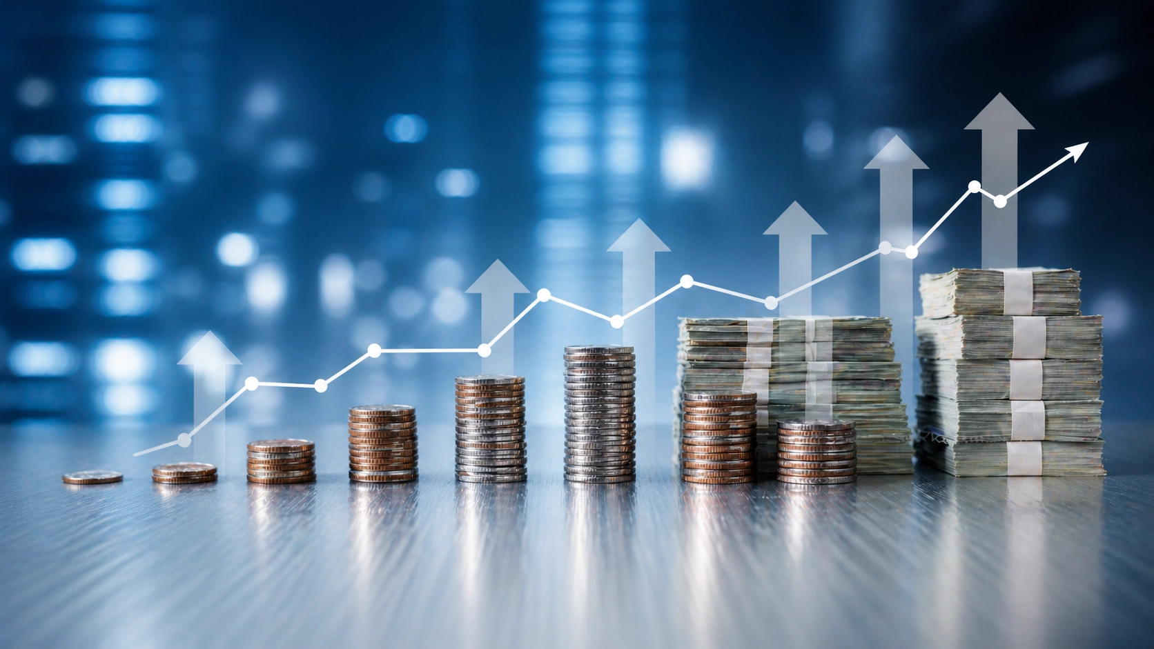 A graph showing the rising costs from coins to paper bills