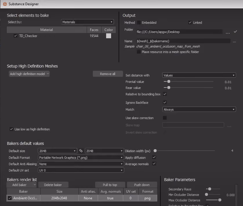 Ambient Occlusionを選択し、クイックベイクを実行