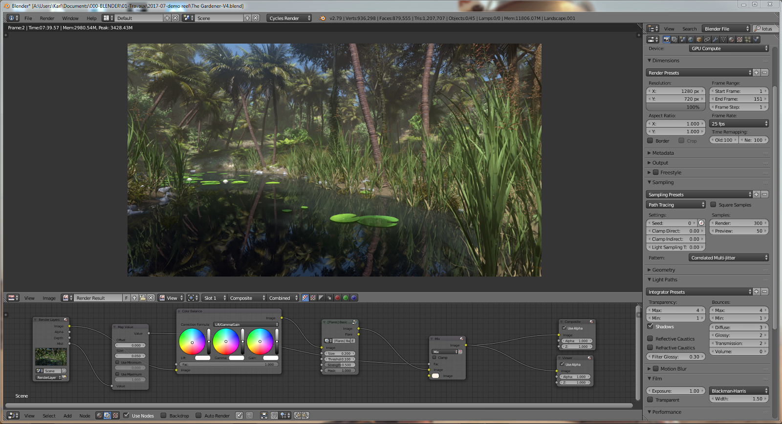 Charles Lang Follain:The Gardener, blender render farm