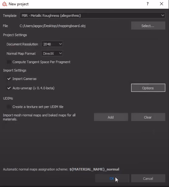 OK を押す