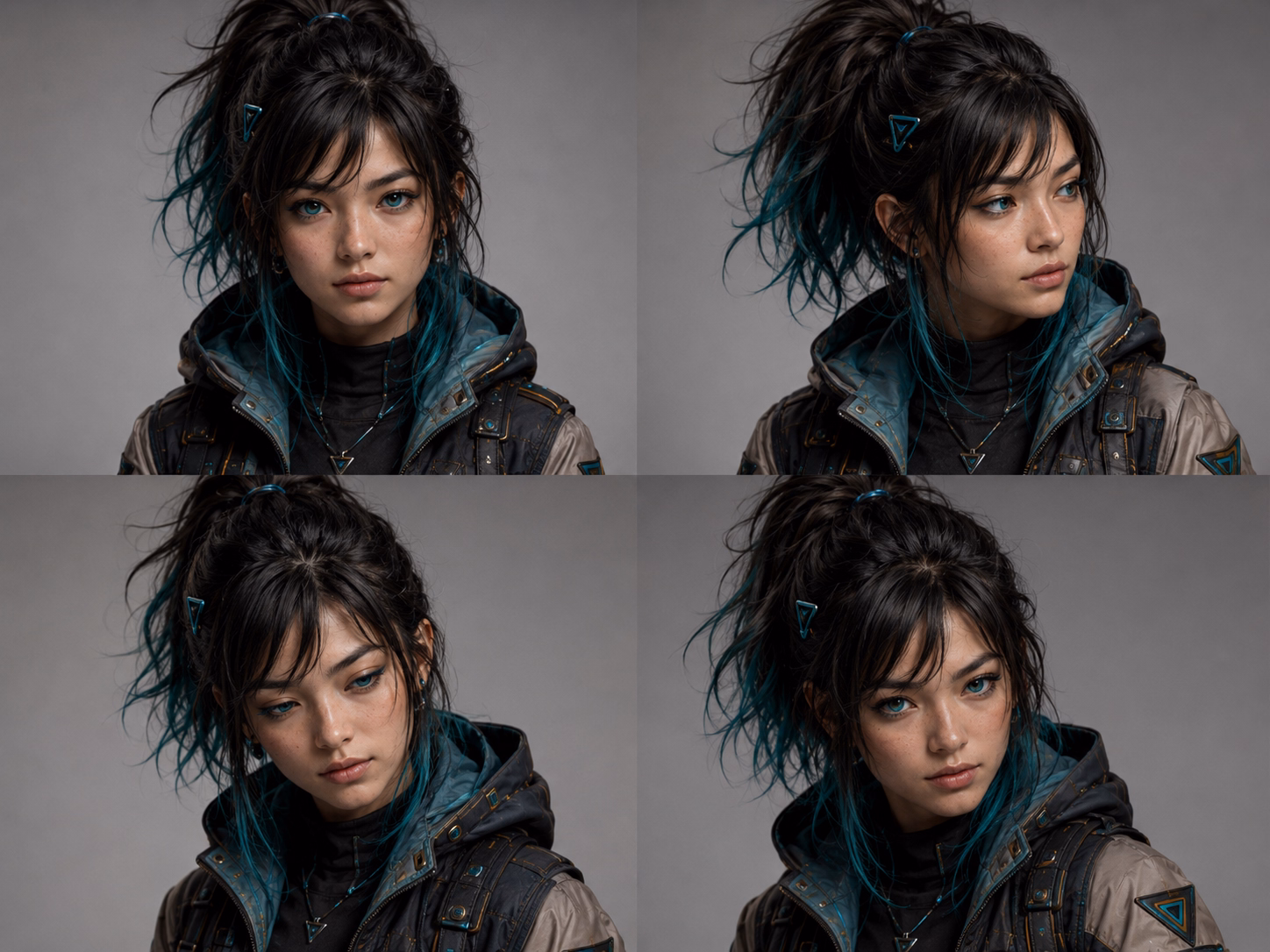 Reference photos for an AI sci-fi girl
