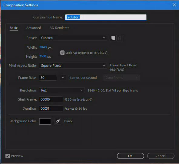 Composition settings page