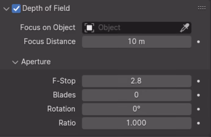 Depth of field UI in Blender
