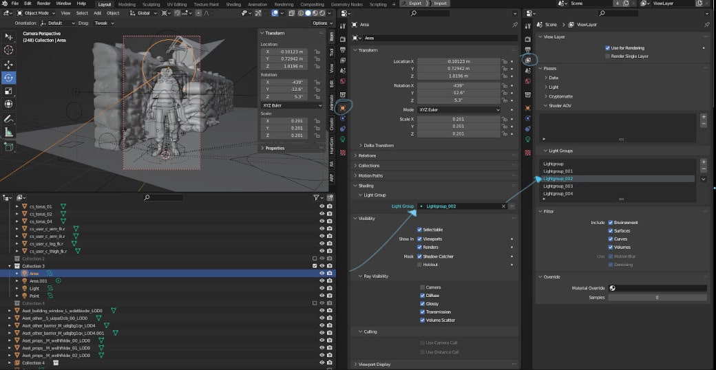 Blenderのライトグループ-ライトグループの設定