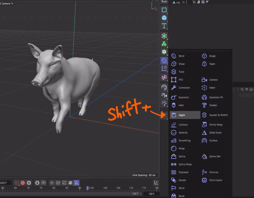 AlembicのアセットでCinema 4D のジグルデフォーマを使用する方法